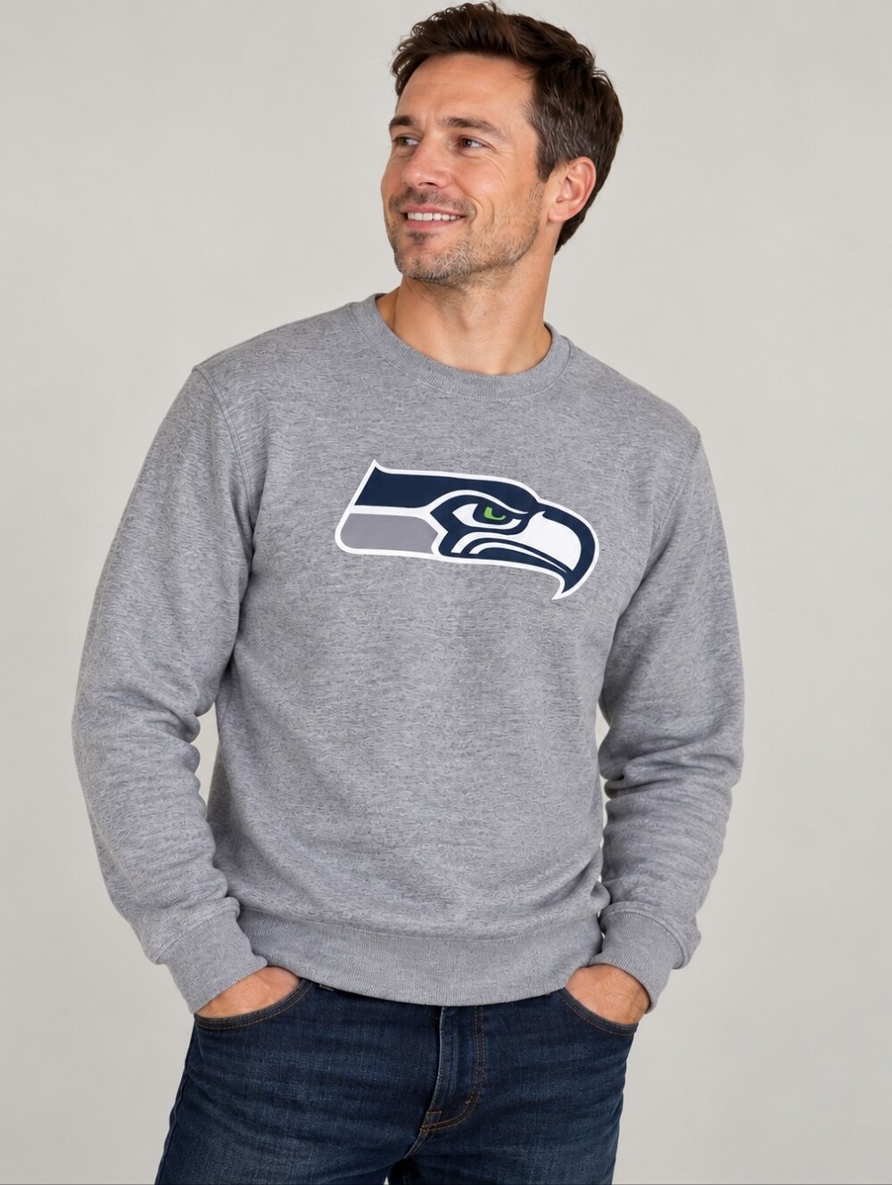 Seattle Seahawks Men’s Gray Crewneck Sweatshirt – Size Small